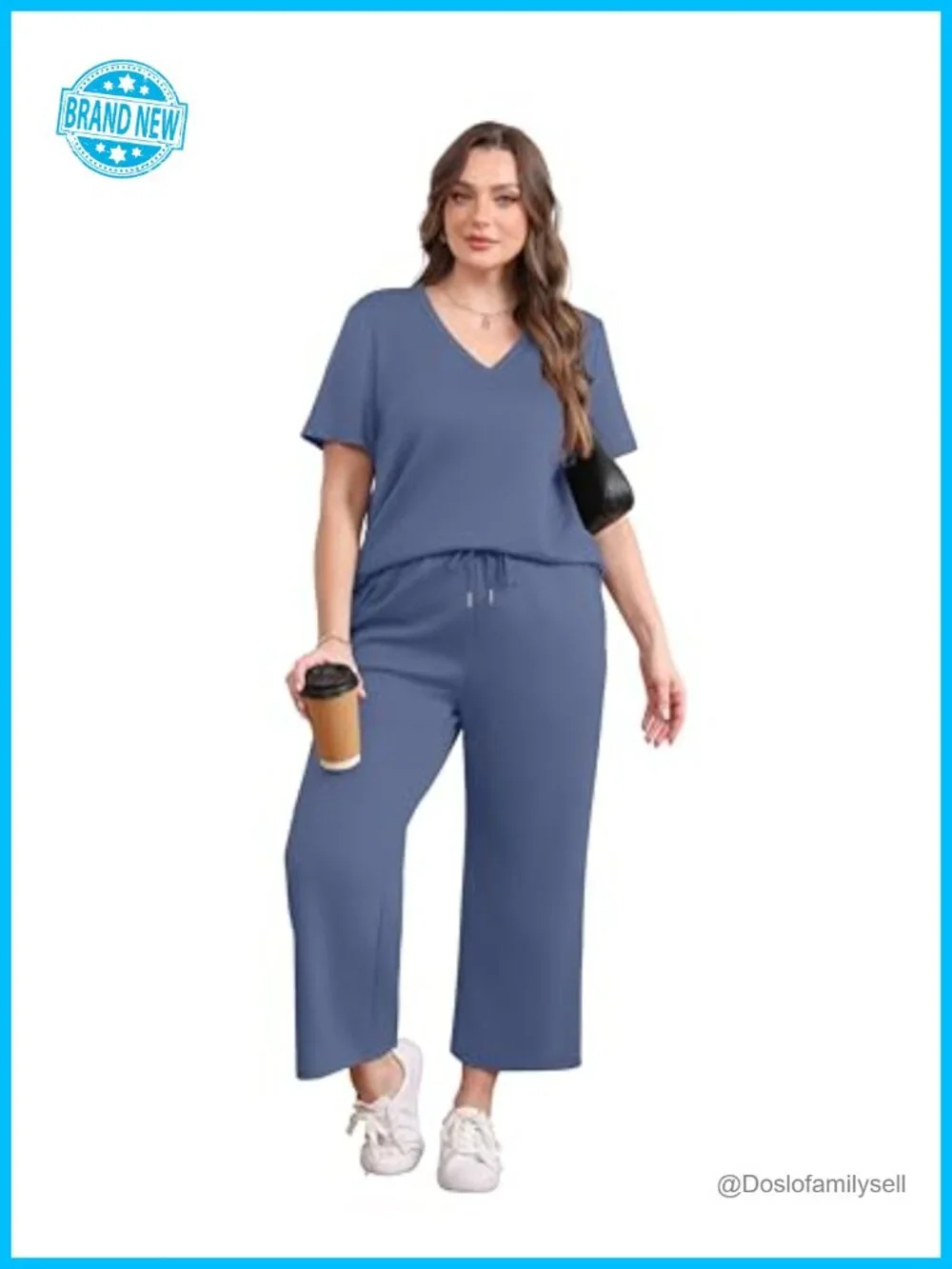 2 Piece Lounge Set Wide Leg Pants Matching Vacation Outfit